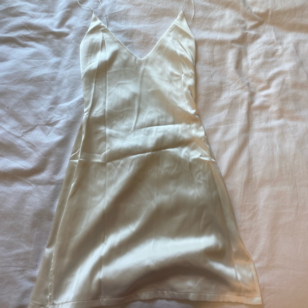Beginning Boutique White Satin Dress , size S